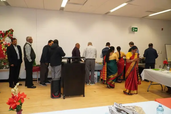 People gathered in a hall