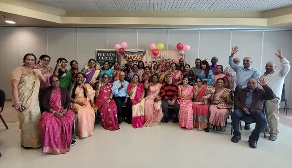 Large group posing indoors